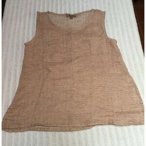 Flax Women's Medium Scoop Neck Pink Geometric Sleeveless Linen Tank Top New